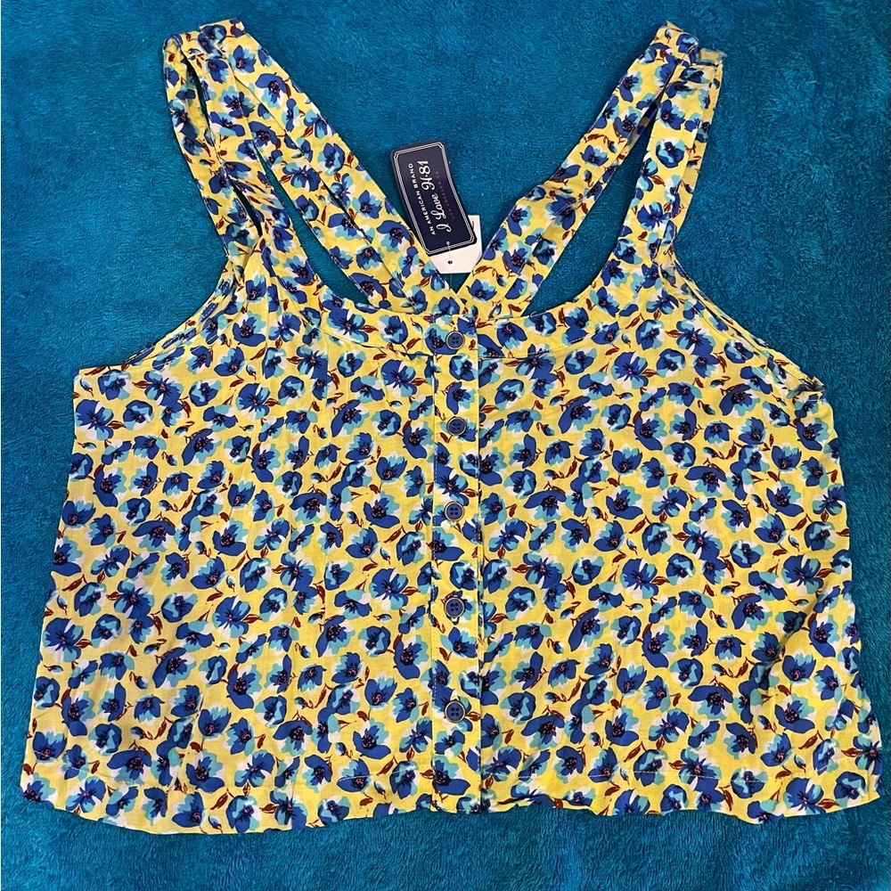 Women’s I Love H81 brand Yellow and Blue Floral Crop Top
